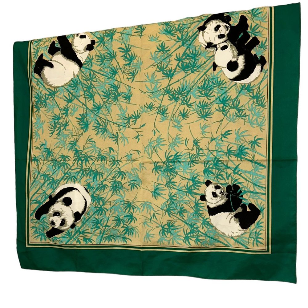 PANDAS green bamboo panda print scarf ENGLAND